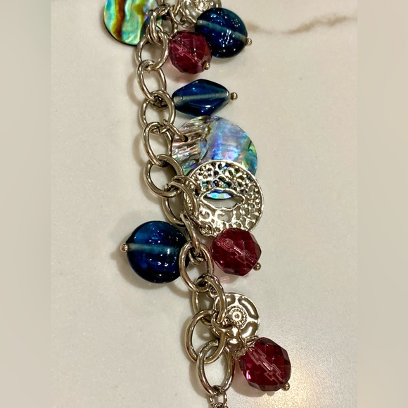 2 FOR $20 ITEM
116.  ABALONE & MULTI-COLORED BEADED CHARM BRACELET WITH EXTENDER - Picture 8 of 9
